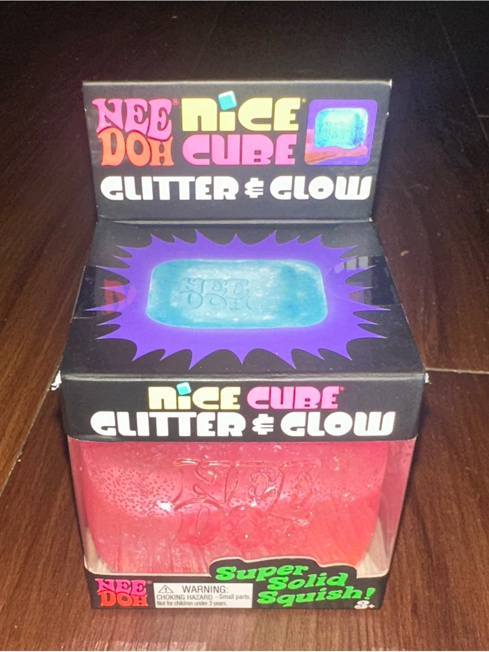 Nice Cube Glitter & Glow Super Solid Squish - Red